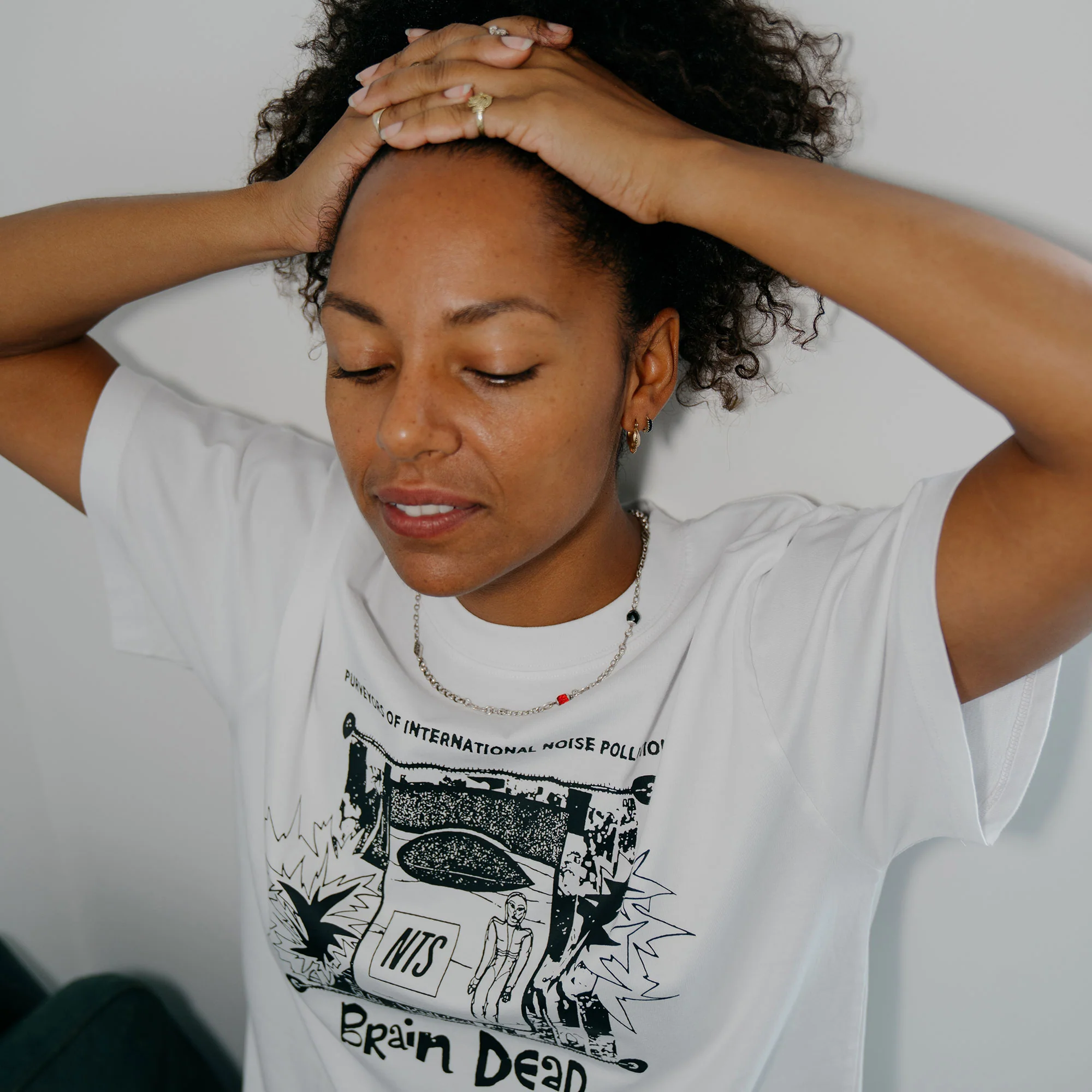 Brain Dead X NTS Noise Tee - White - Image 5
